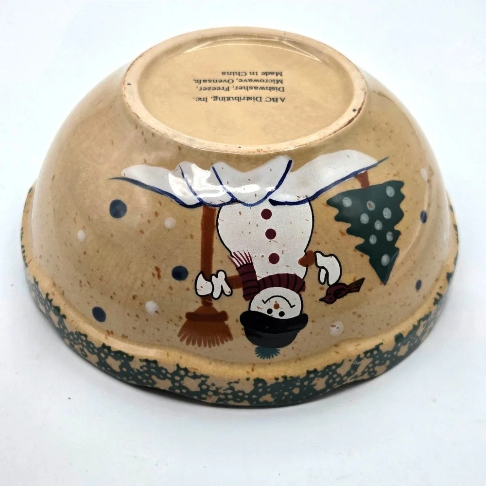 Set of 2 Snowman Serving Mixing Bowls Nesting Stackable